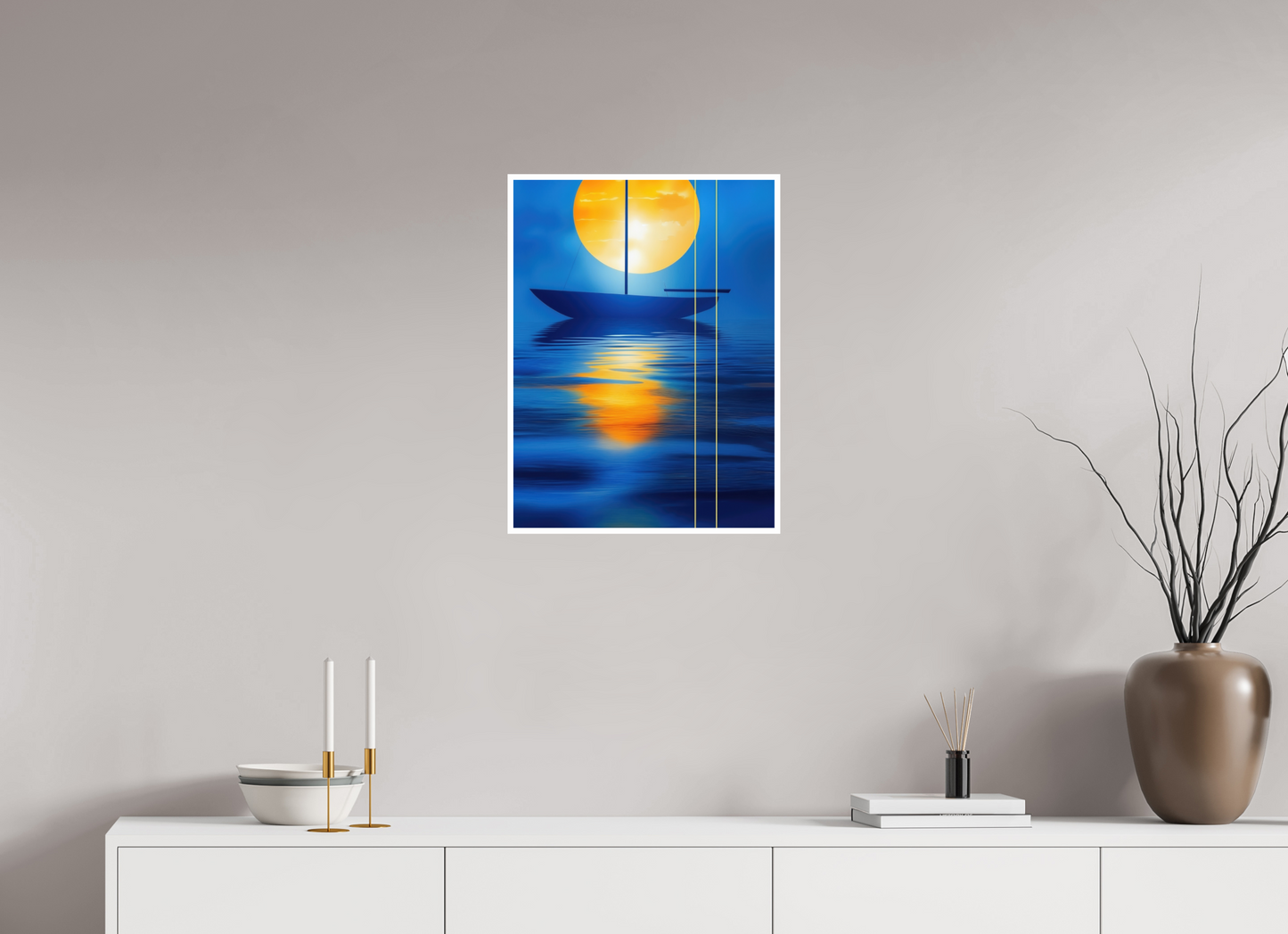45 x 60 cm, Fine Art Print Hahnemühle Baryta Segel im goldenen Kreis—Wandkunst, Fine Art Print, Leinwand, Acryldruck, Alu-Dibond