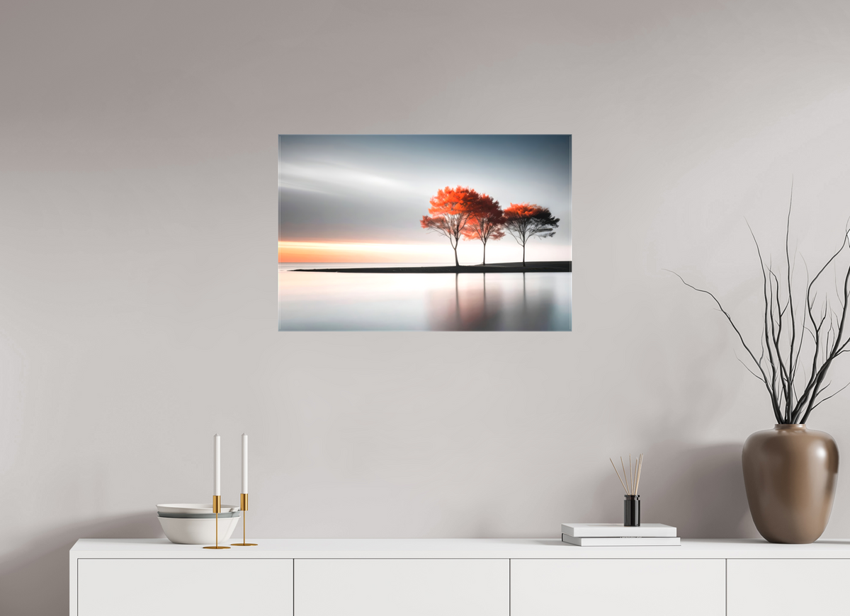 75 x 50 cm, Leinwand glänzend Stille am Ufer-02—Wandkunst, Fine Art Print, Leinwand, Acryldruck, Alu-Dibond