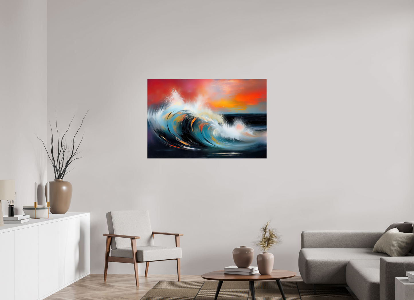 120 x 80 cm, Acrylglas glänzend standard Glühende Brandung—Wandkunst, Fine Art Print, Leinwand, Acryldruck, Alu-Dibond