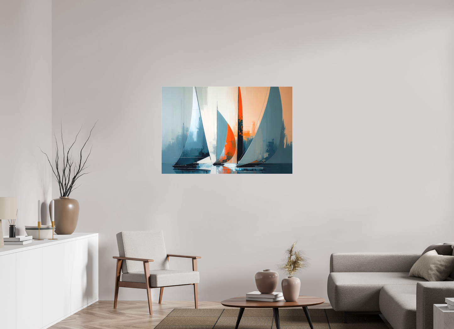 120 x 80 cm, Fine Art Pigmentdruck hinter Acrylglas Segelboote abstrakt-14-32—Wandkunst, Fine Art Print, Leinwand, Acryldruck, Alu-Dibond