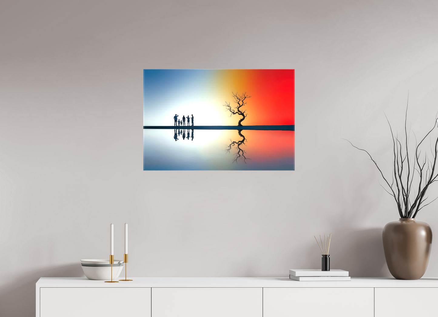 75 x 50 cm, Leinwand glänzend Begegnung am stillen Meer—Wandkunst, Fine Art Print, Leinwand, Acryldruck, Alu-Dibond