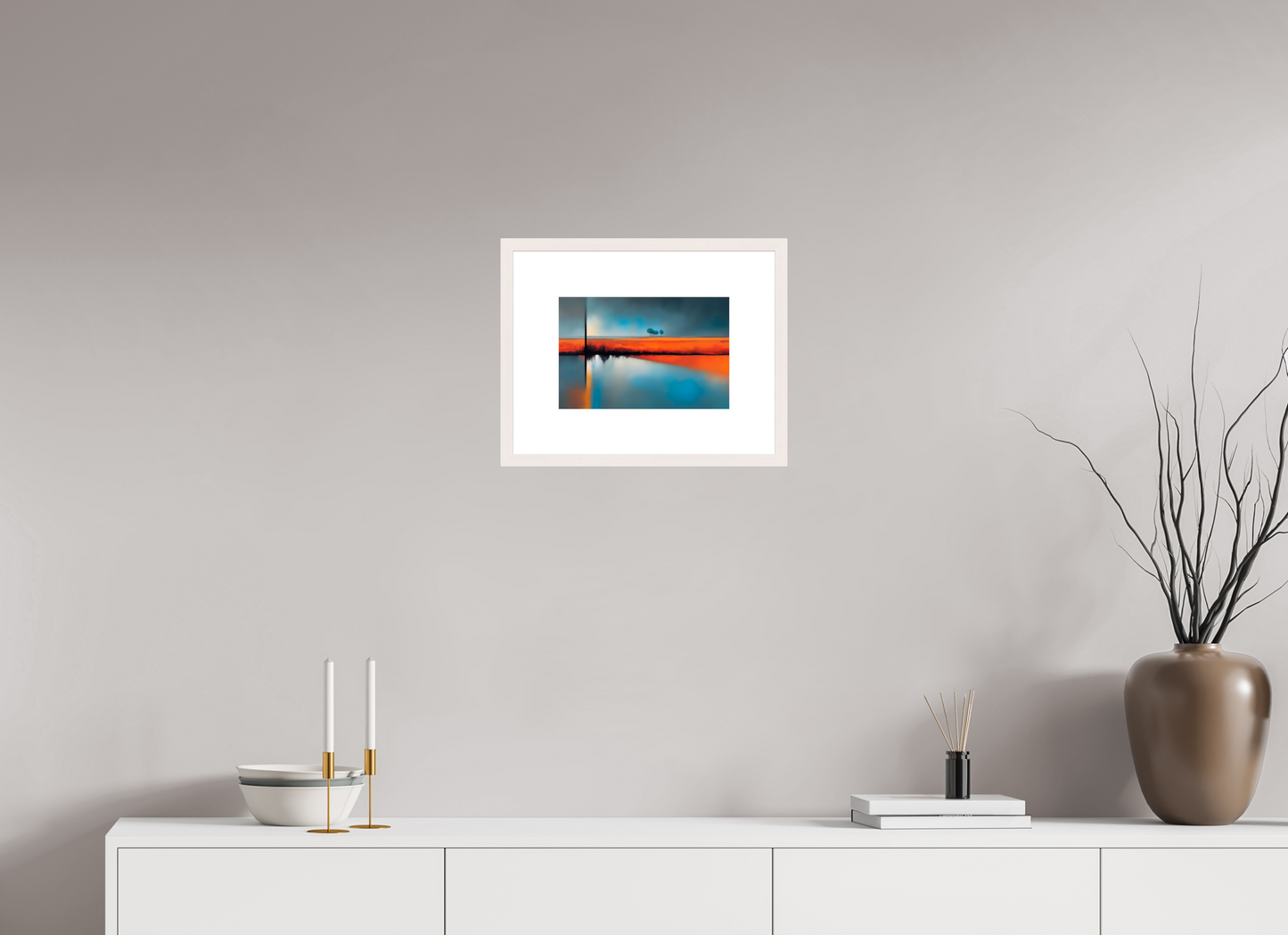 30 x 20 cm, Fine Art Print gerahmt Blauer Halt am roten Ufer