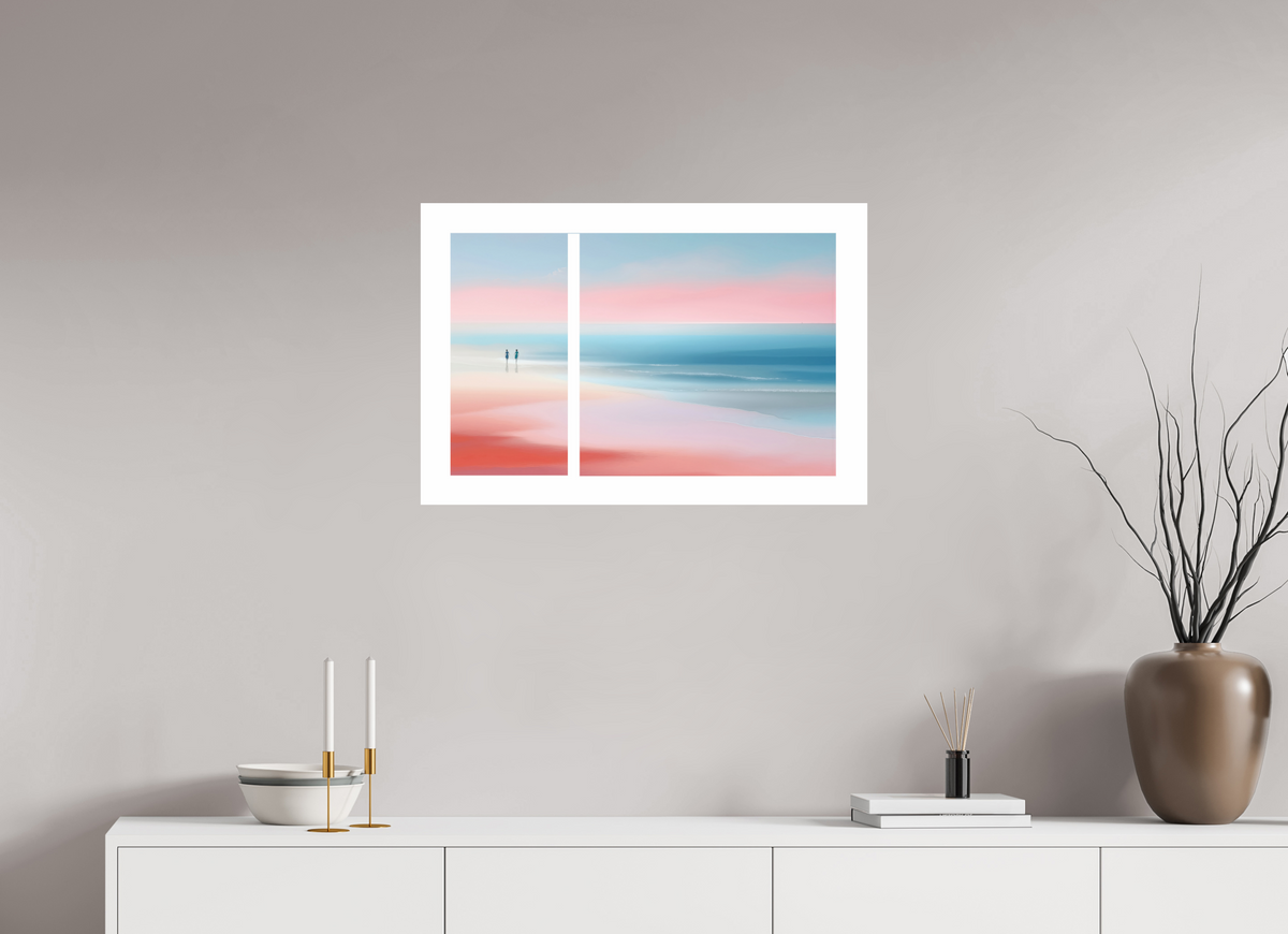 75 x 50 cm, Fine Art Print Hahnemühle Baryta Zwei Frauen am Meer, Diptychon-Look, semi-abstrakt, minimalistisch