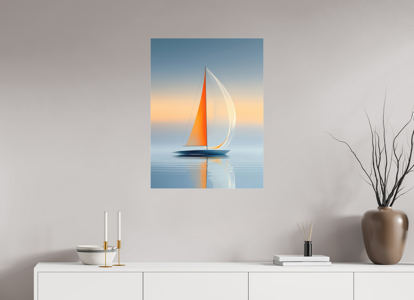 60 x 80 cm, Fine Art Pigmentdruck hinter Acrylglas Ein Segel, ein Horizont