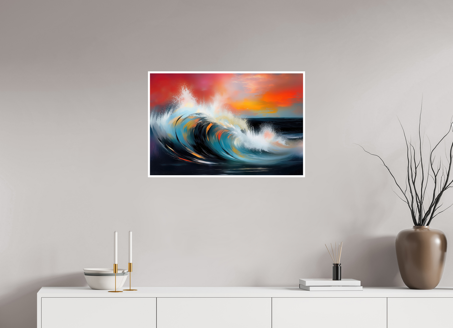 75 x 50 cm, Fine Art Print Hahnemühle Baryta Glühende Brandung—Wandkunst, Fine Art Print, Leinwand, Acryldruck, Alu-Dibond