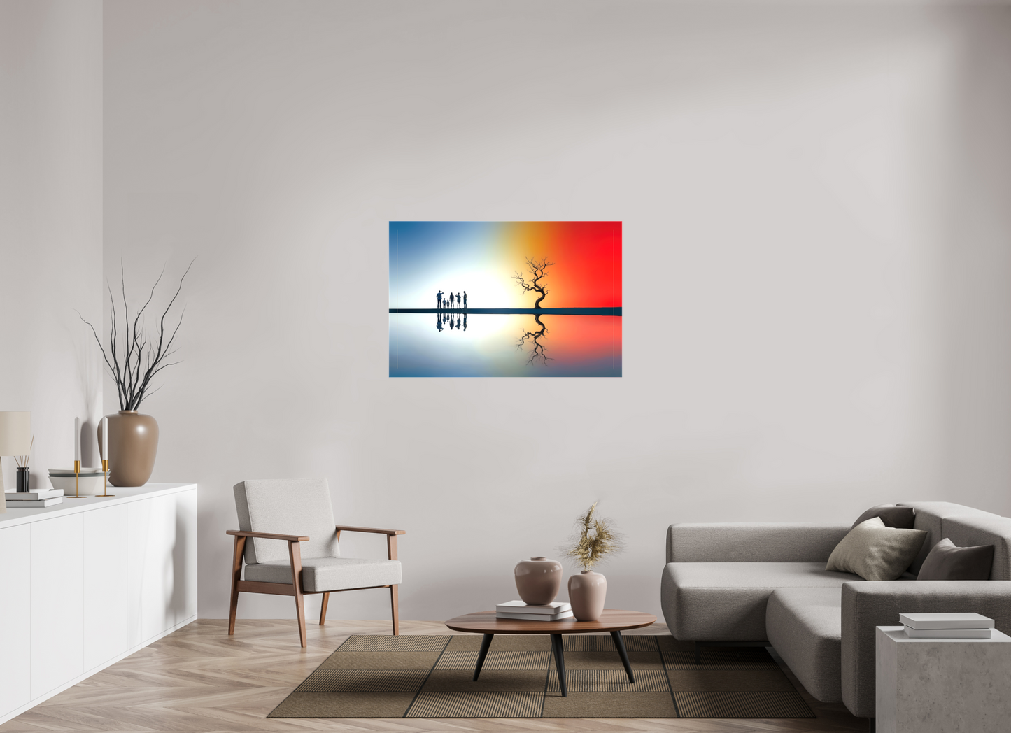 120 x 80 cm, Leinwand glänzend Begegnung am stillen Meer—Wandkunst, Fine Art Print, Leinwand, Acryldruck, Alu-Dibond