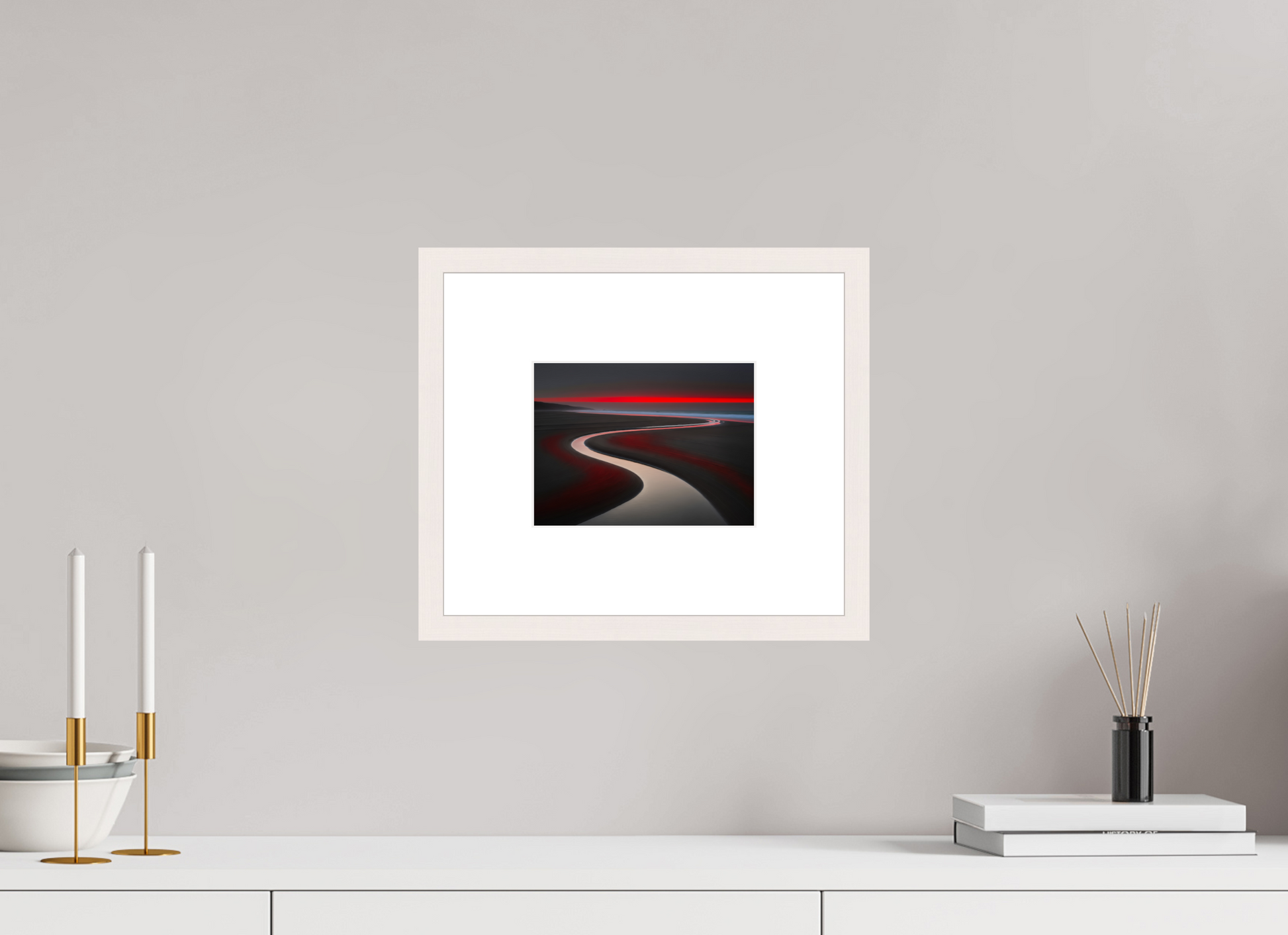 20 x 15 cm, Fine Art Print gerahmt Wattenmeer - die Linie des Lichts