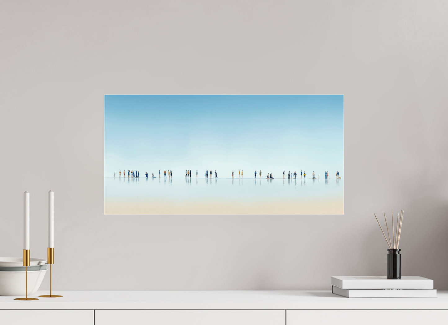 60 x 30 cm, Fine Art Pigmentdruck hinter Acrylglas Menschen am Strand-01-21