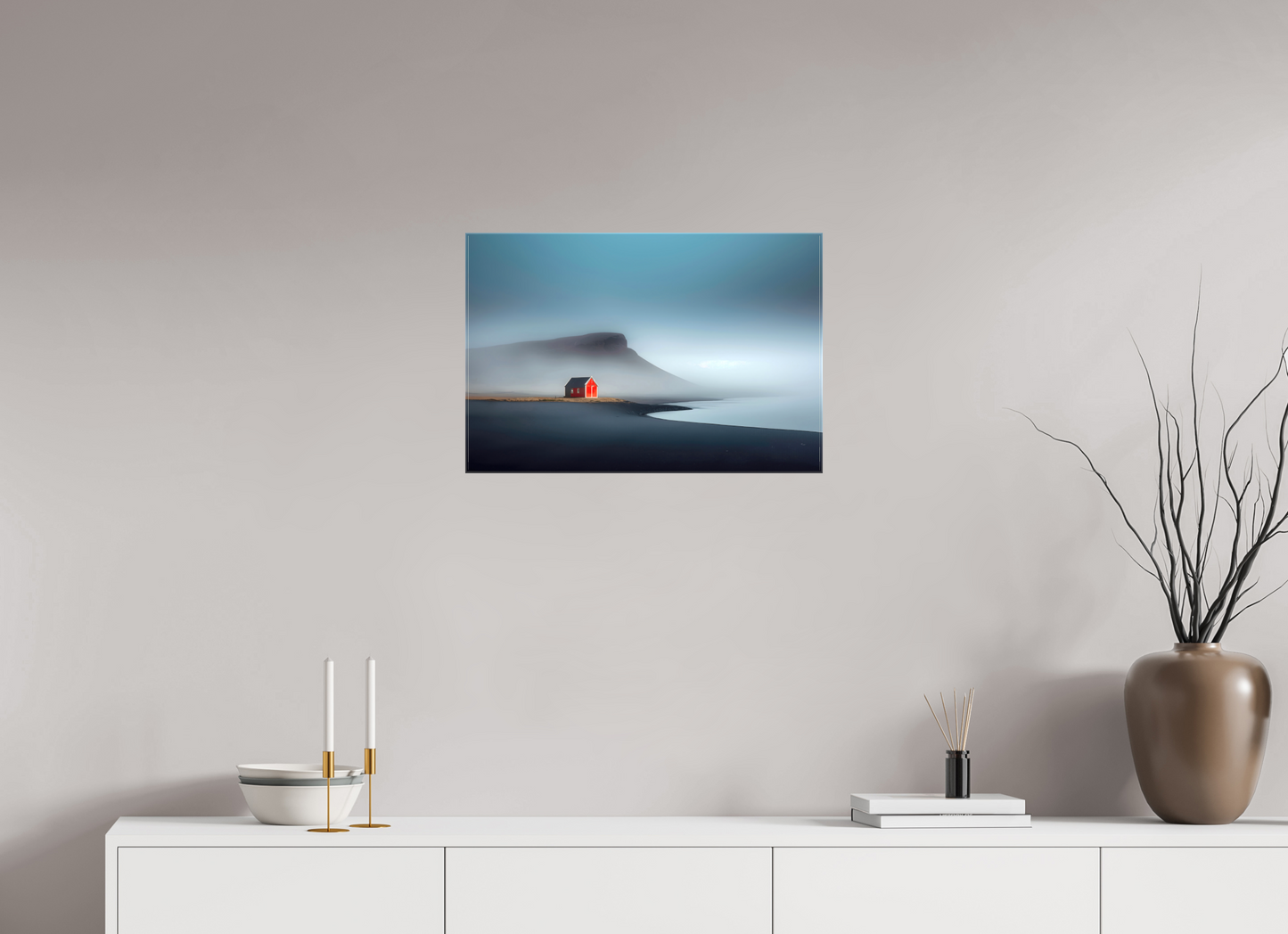 60 x 40 cm, Leinwand glänzend Haus am Meer-01—Wandkunst, Fine Art Print, Leinwand, Acryldruck, Alu-Dibond