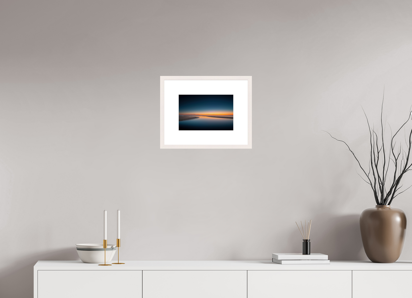 30 x 20 cm, Fine Art Print gerahmt Stille über dem Watt-02