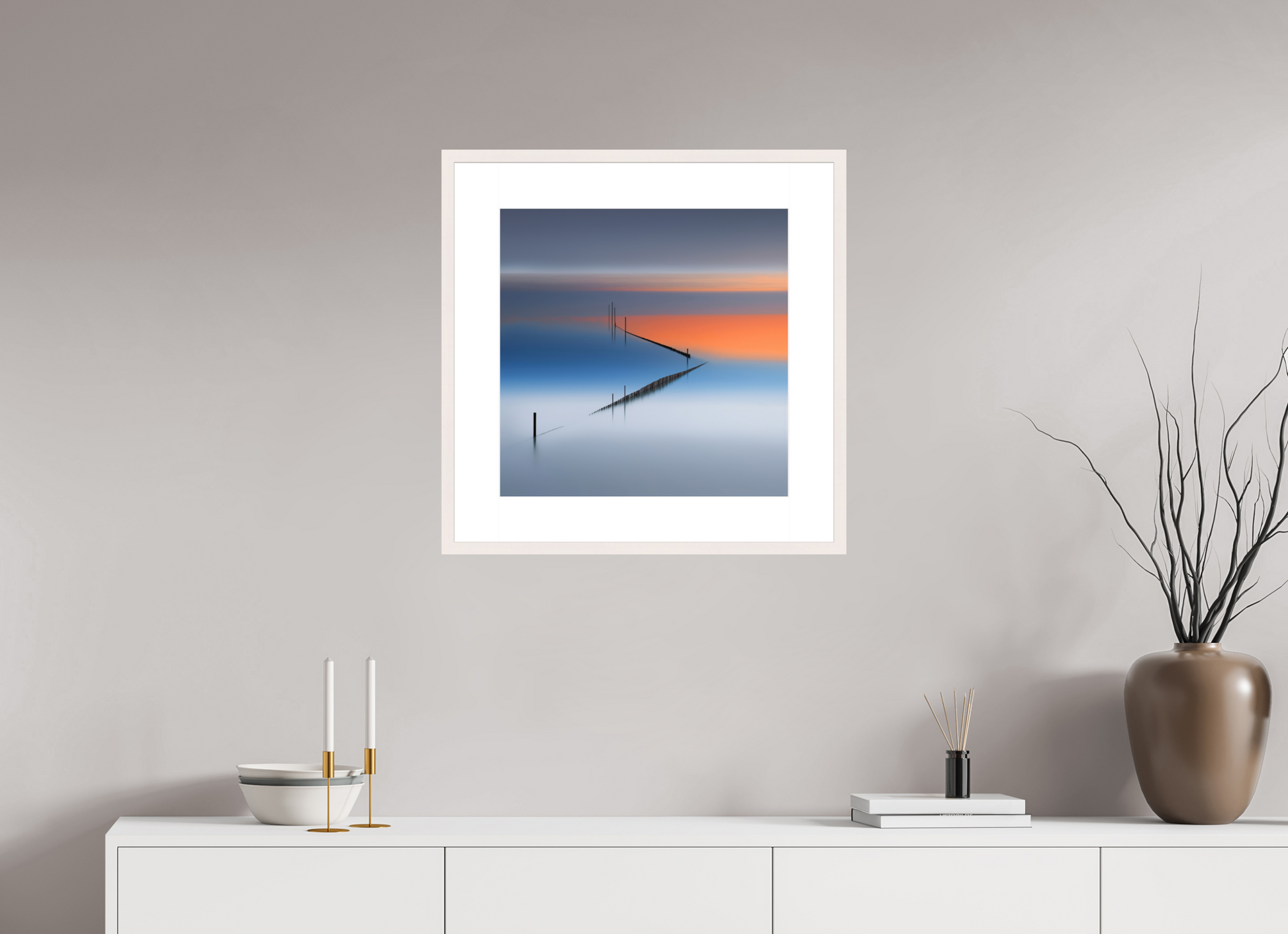 50 x 50 cm, Fine Art Print gerahmt Stille Linien