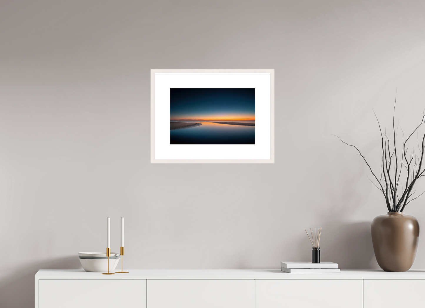 45 x 30 cm, Fine Art Print gerahmt Stille über dem Watt-02
