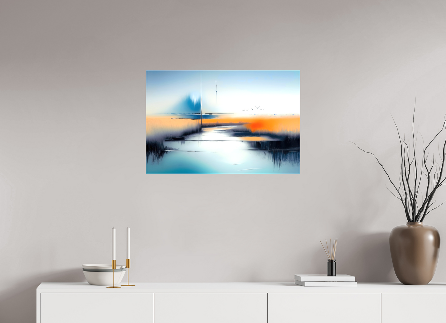 75 x 50 cm, Leinwand glänzend Salzwiese im schwebenden Licht—Wandkunst, Fine Art Print, Leinwand, Acryldruck, Alu-Dibond