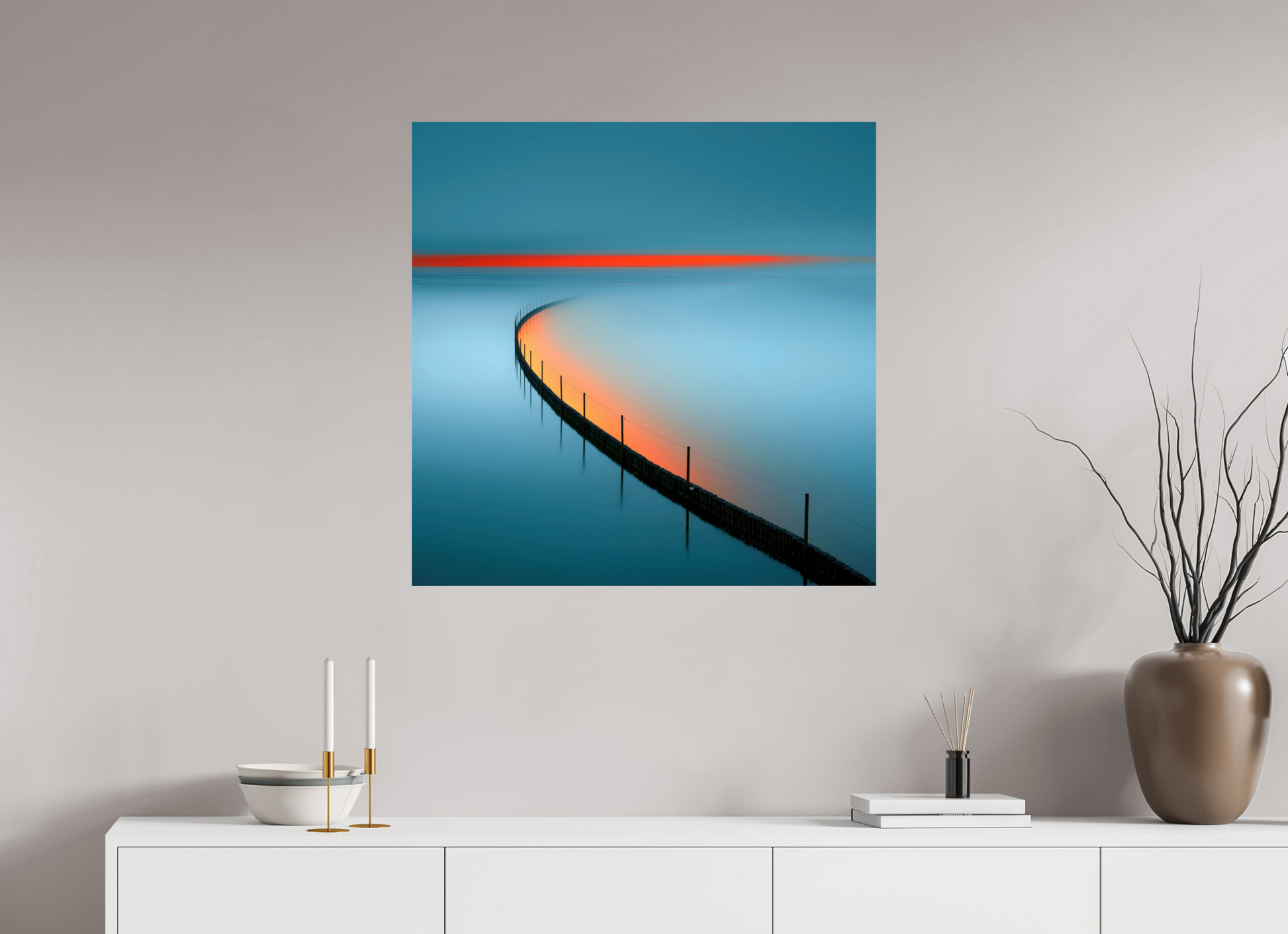 80 x 80 cm, Fine Art Print gerahmt Gezeitenfeuer