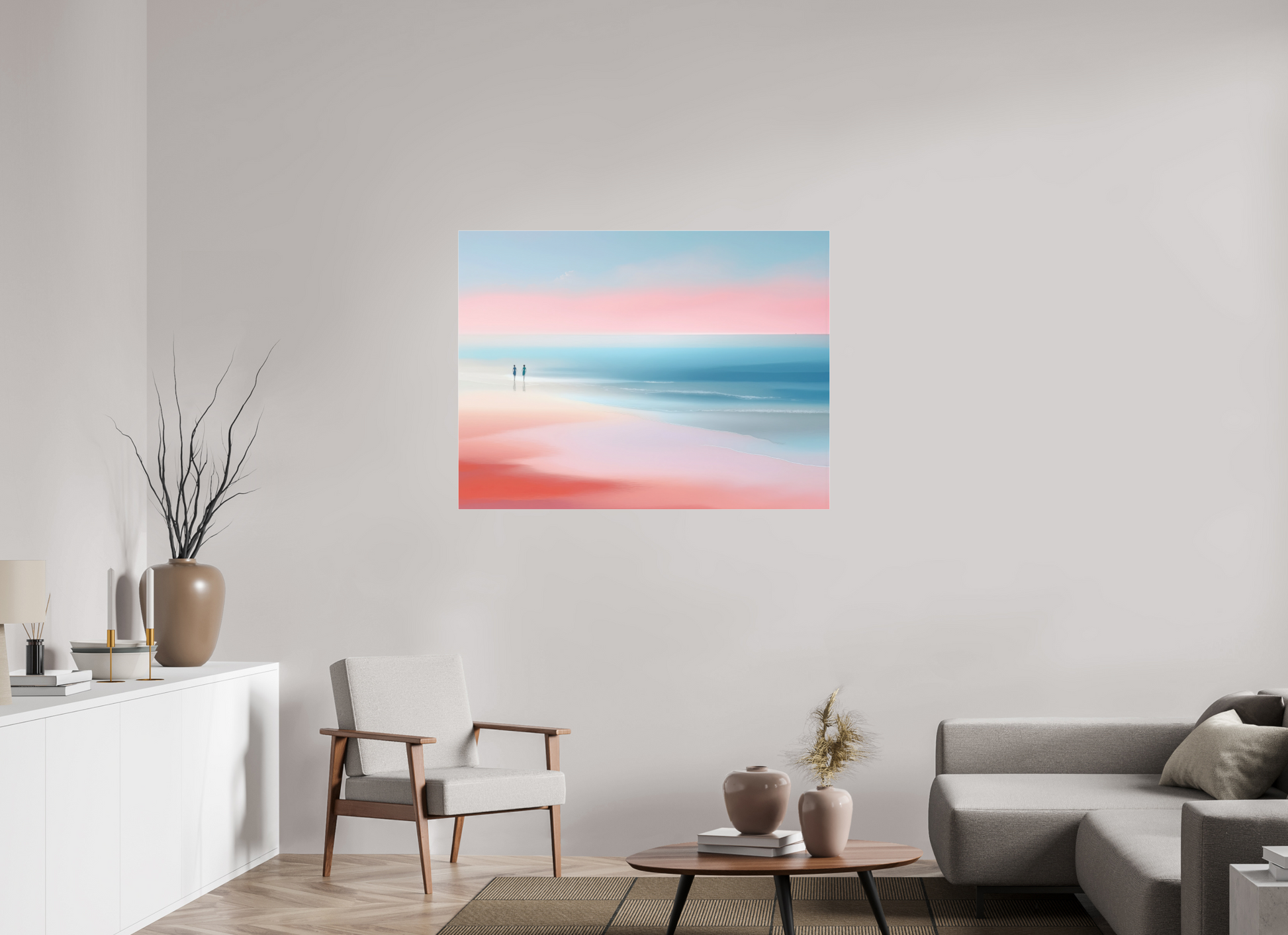 120 x 90 cm, Fine Art Pigmentdruck hinter Acrylglas Zwei Frauen am Meer—Wandkunst, Fine Art Print, Leinwand, Acryldruck, Alu-Dibond