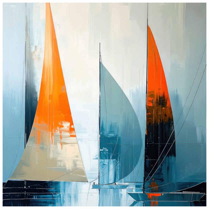 Main image Segelboot-Kunst - Abstraktion in Bewegung—Wandkunst, Fine Art Print, Leinwand, Acryldruck, Alu-Dibond