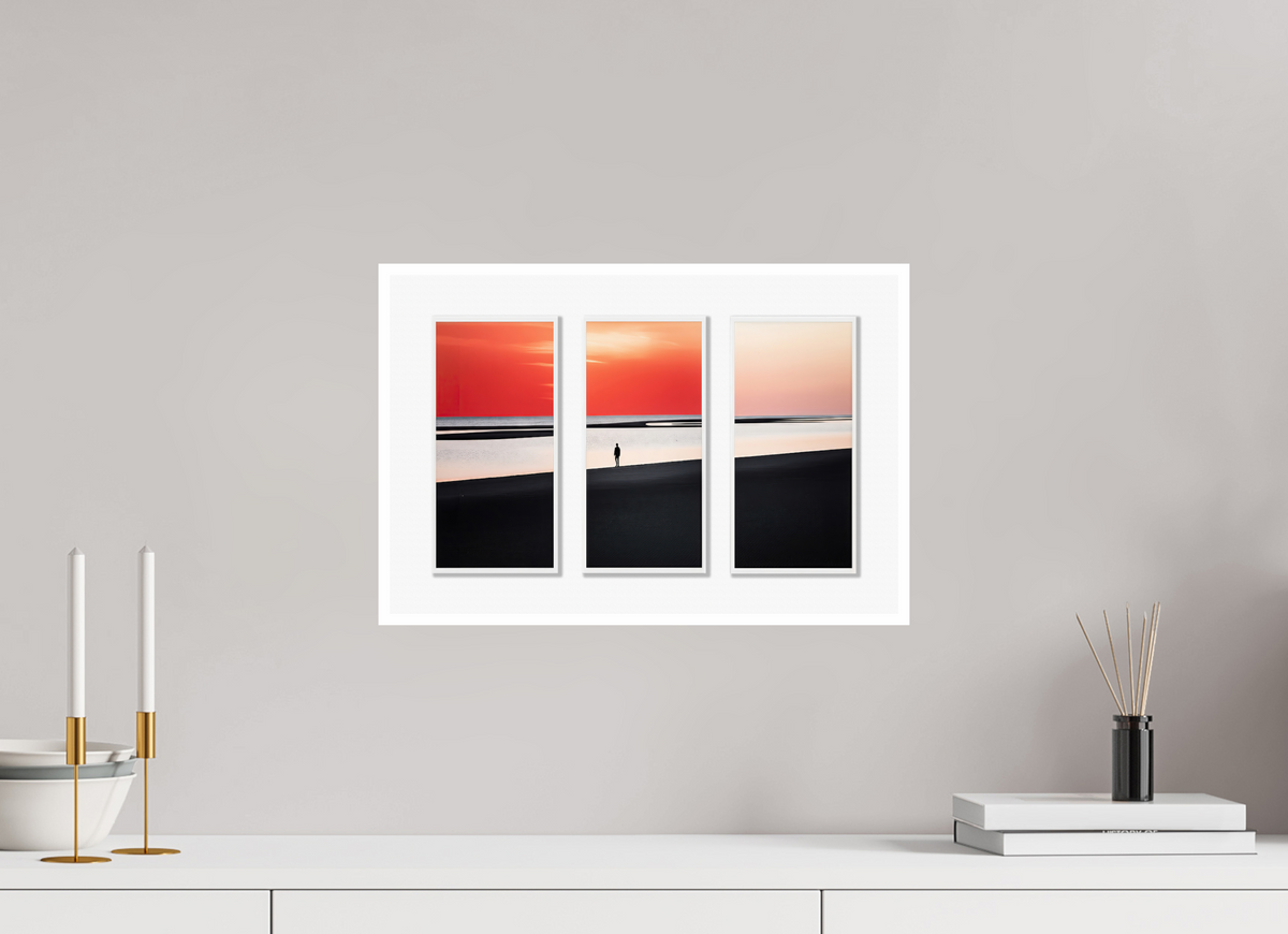 45 x 30 cm, Fine Art Print Hahnemühle Baryta Tryptichon Mann am Ufer