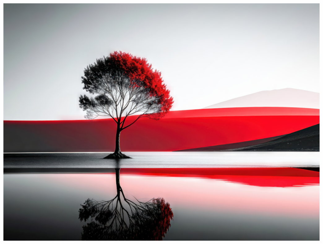 Main image Baum am Ufer surreal-01—Wandkunst, Fine Art Print, Leinwand, Acryldruck, Alu-Dibond