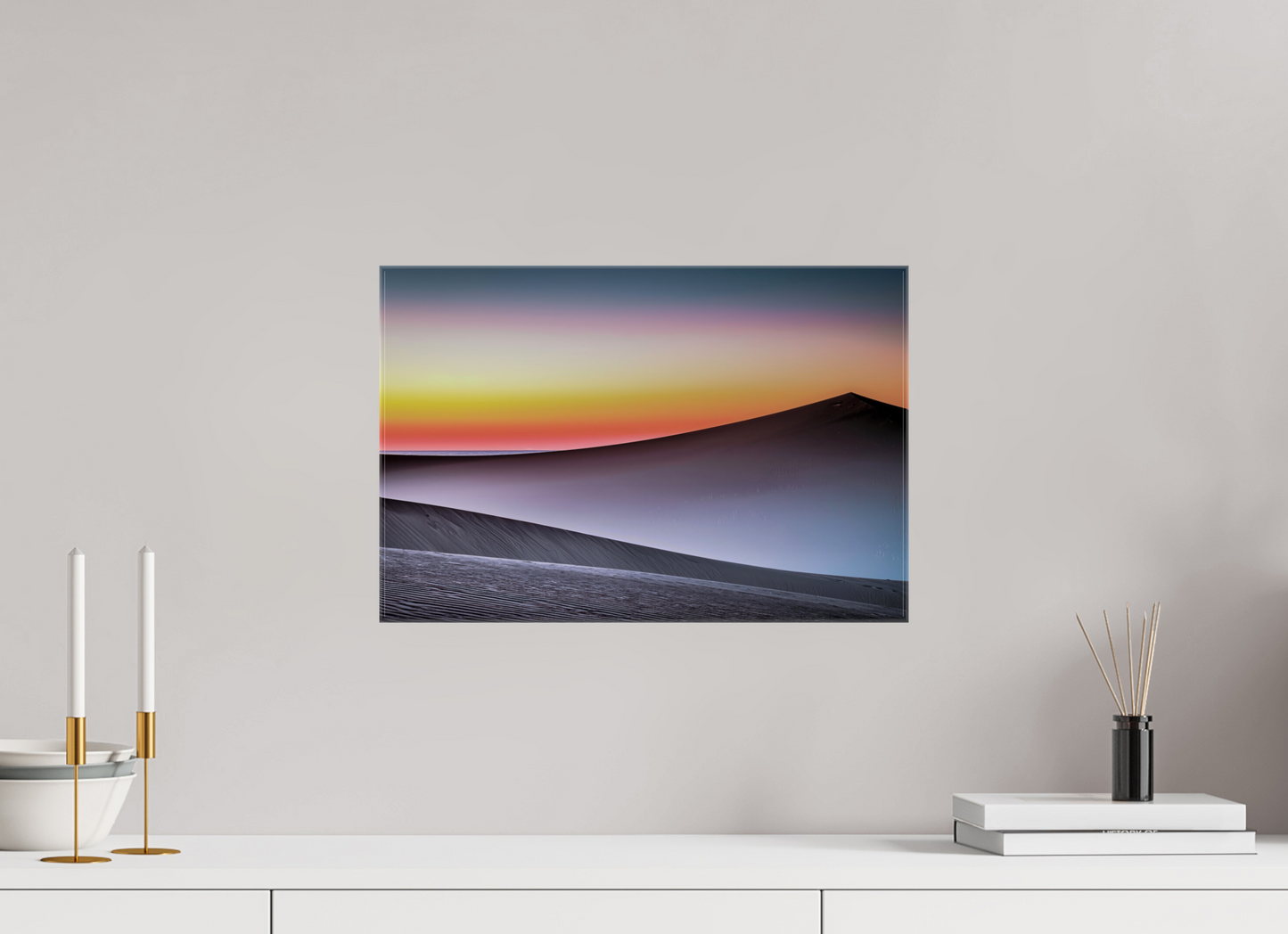 45 x 30 cm, Leinwand glänzend Dämmerung über der Düne