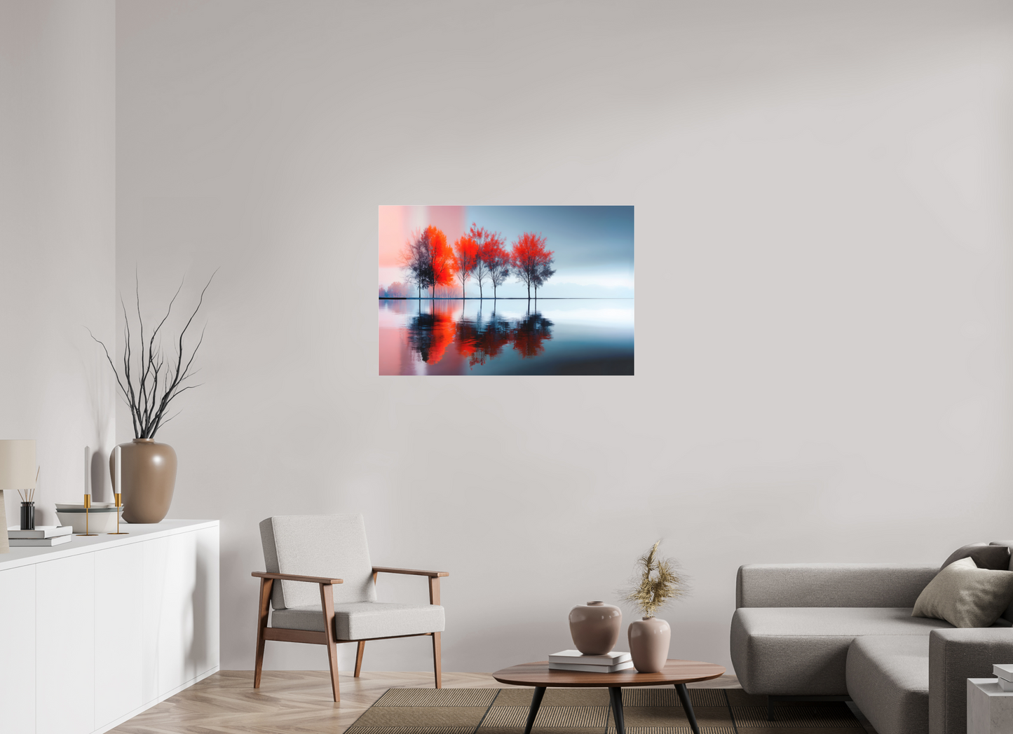 105 x 70 cm, Fine Art Pigmentdruck hinter Acrylglas Stille in Rot—Wandkunst, Fine Art Print, Leinwand, Acryldruck, Alu-Dibond