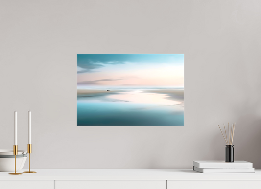 45 x 30 cm, Leinwand glänzend Menschen im Wattenmeer-01—Wandkunst, Fine Art Print, Leinwand, Acryldruck, Alu-Dibond