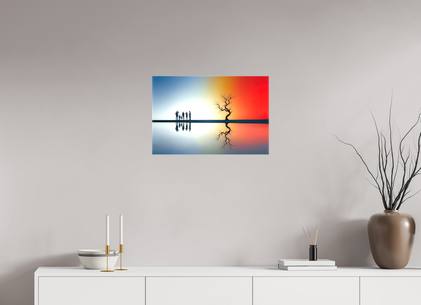 60 x 40 cm, Leinwand glänzend Begegnung am stillen Meer—Wandkunst, Fine Art Print, Leinwand, Acryldruck, Alu-Dibond