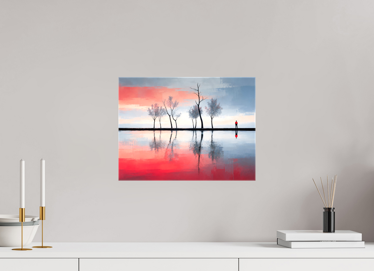 40 x 30 cm, Leinwand glänzend Stilles Ufer - Zwischen Licht und Spiegelung