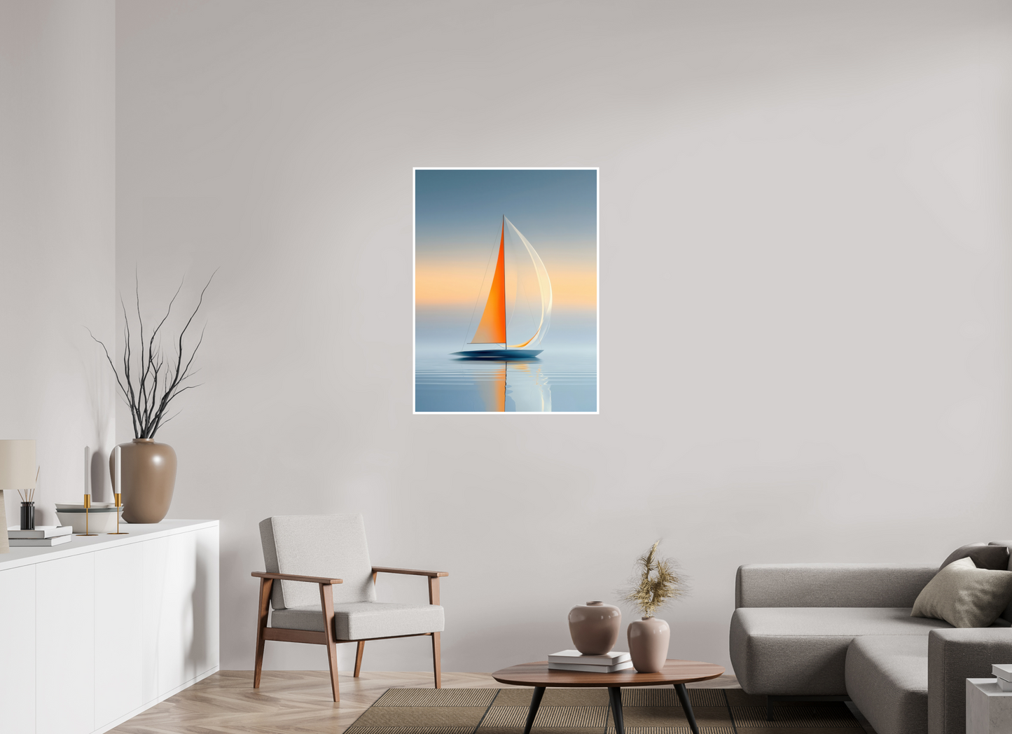 75 x 100 cm, Fine Art Print Hahnemühle Baryta Ein Segel, ein Horizont