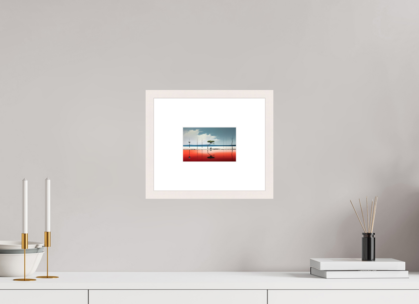 15 x 10 cm, Fine Art Print gerahmt Balance am Rand des Wassers
