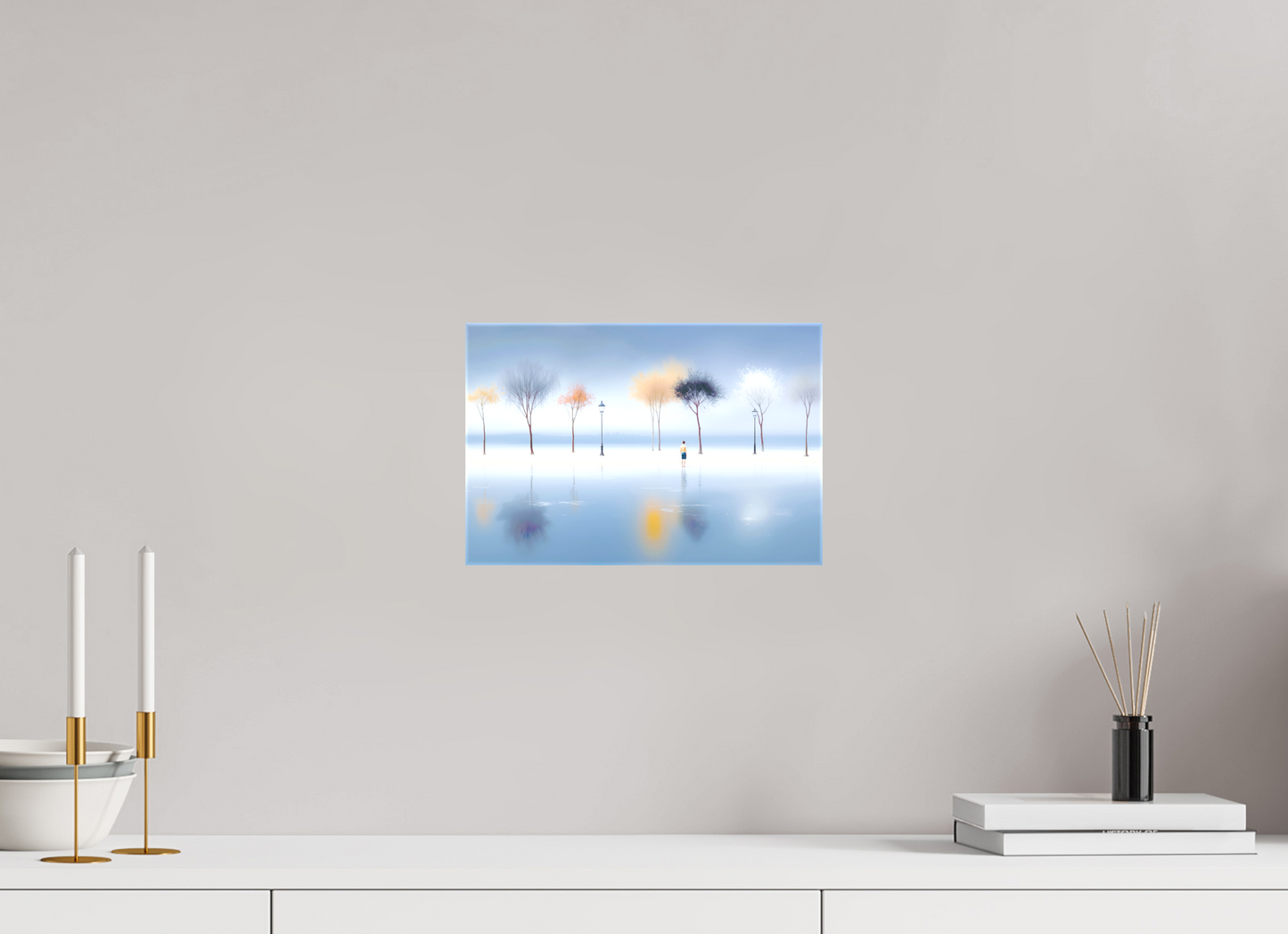30 x 20 cm, Leinwand glänzend Stilles Ufer, ferne Gedanken