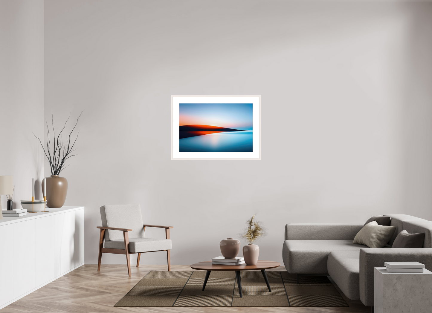 90 x 60 cm, Fine Art Print gerahmt Lichtlinie am Horizont-01
