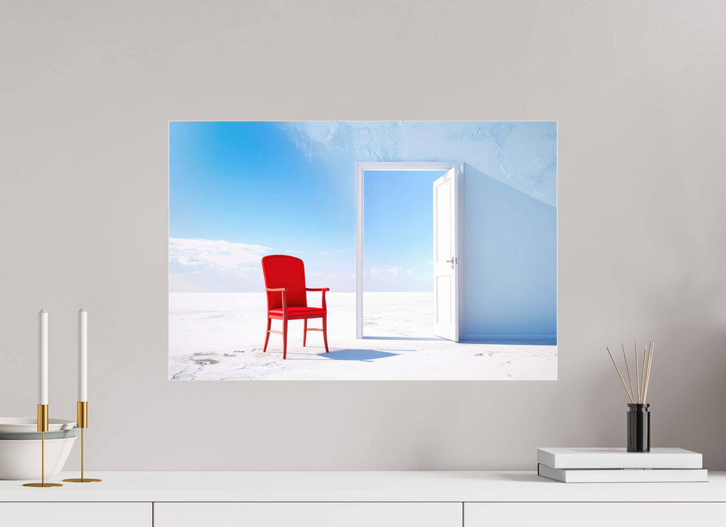 60 x 40 cm, Acrylglas glänzend standard Blick durch die Tür surreal-02—Wandkunst, Fine Art Print, Leinwand, Acryldruck, Alu-Dibond