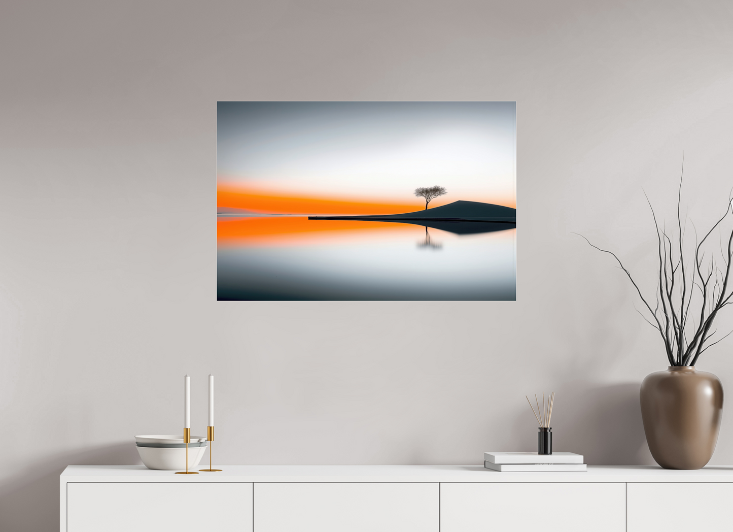 90 x 60 cm, Acrylglas glänzend standard Uferlinie im Morgenlicht—Wandkunst, Fine Art Print, Leinwand, Acryldruck, Alu-Dibond
