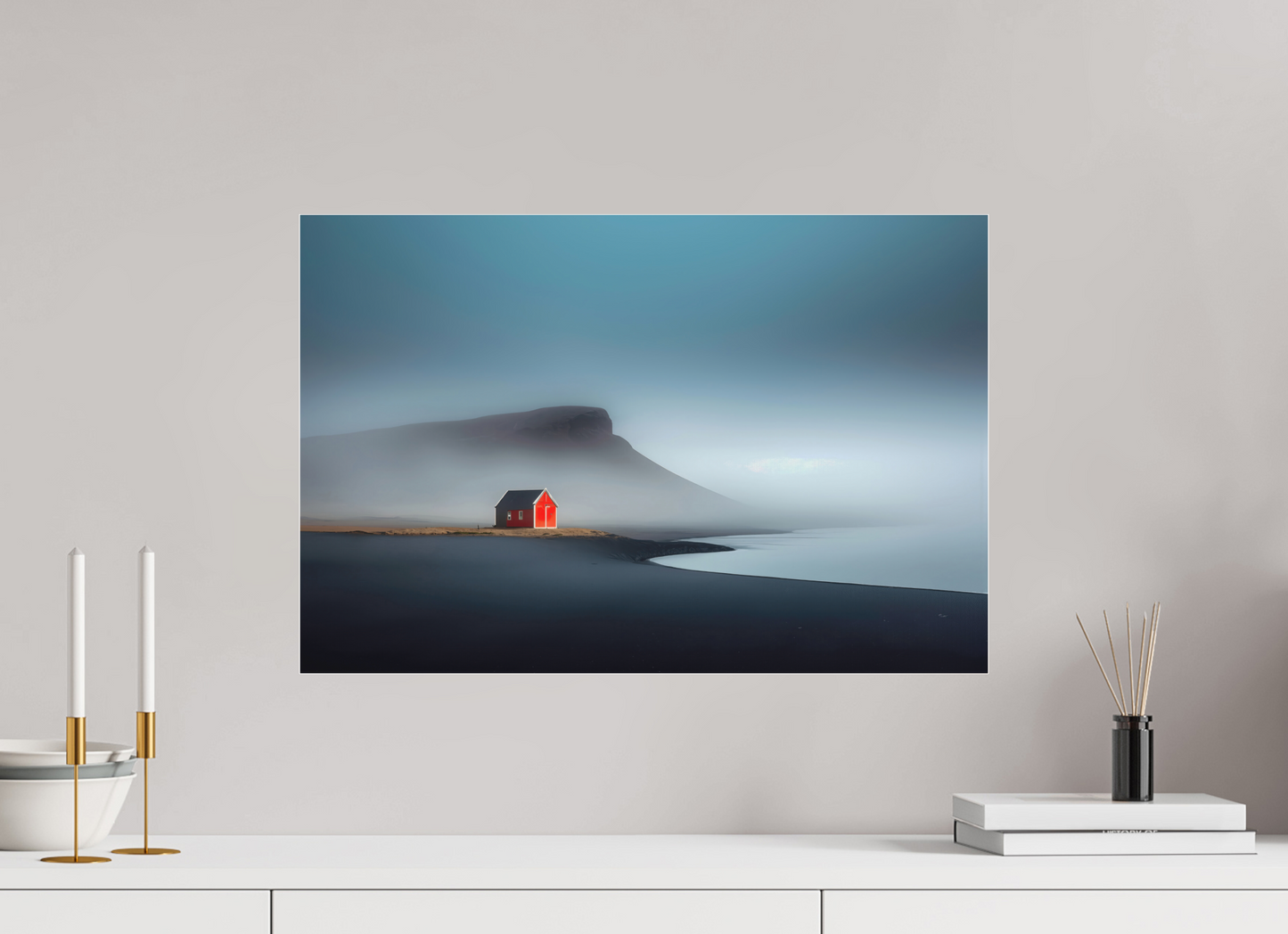 60 x 40 cm, Fine Art Pigmentdruck hinter Acrylglas Haus am Meer-01—Wandkunst, Fine Art Print, Leinwand, Acryldruck, Alu-Dibond