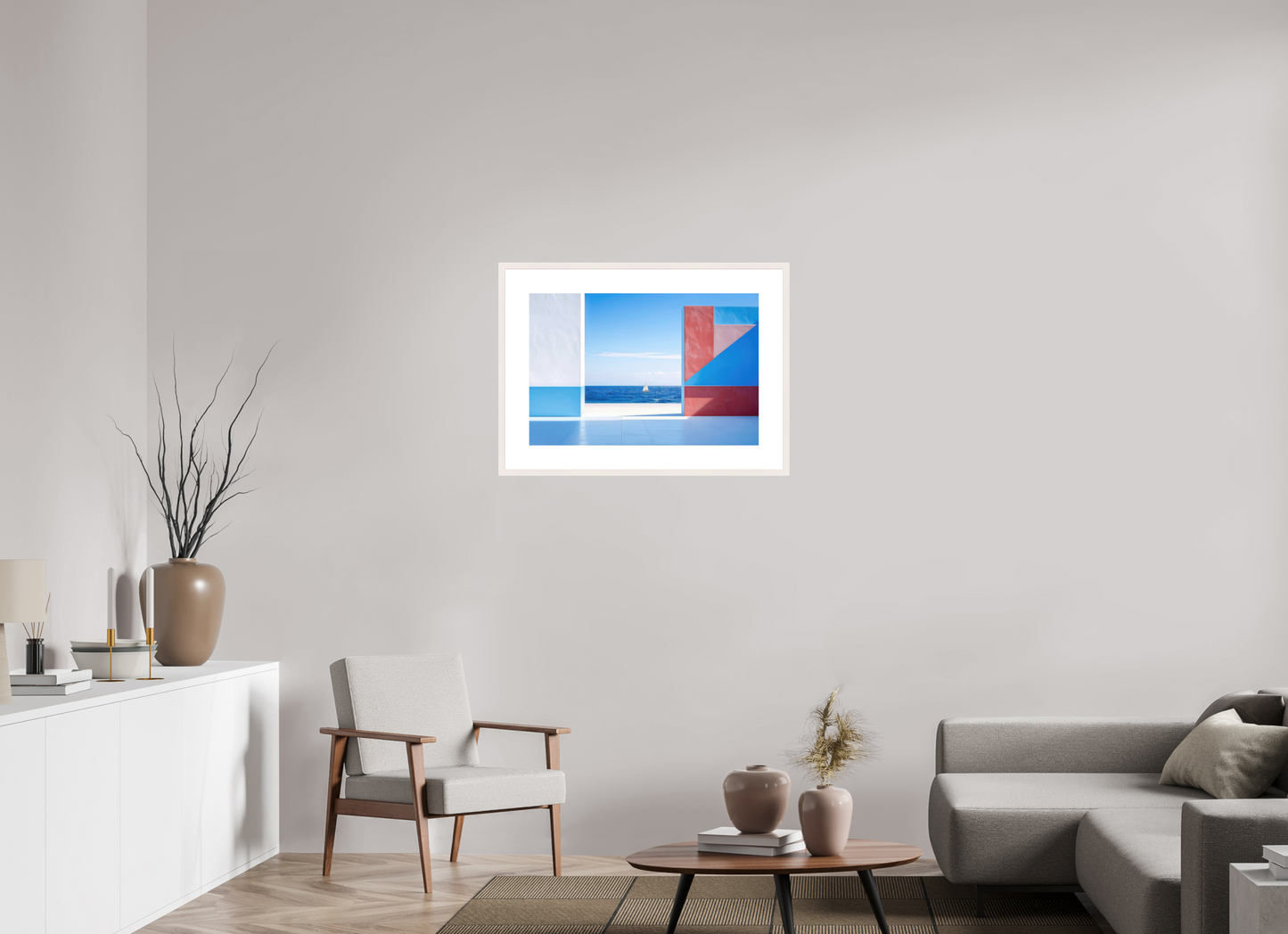 75 x 50 cm, Fine Art Print gerahmt Mauer am Meer-03