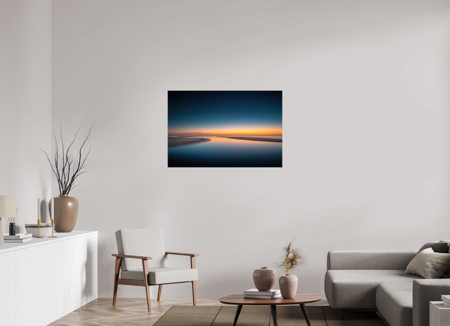 105 x 70 cm, Leinwand glänzend Stille über dem Watt-02