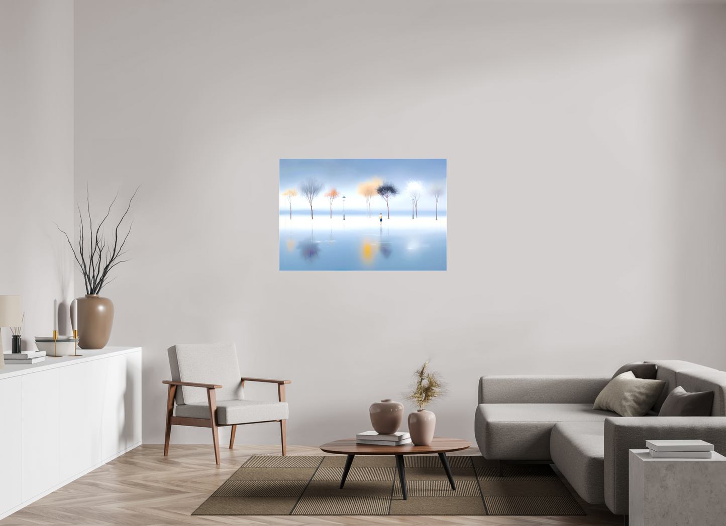 120 x 80 cm, Leinwand glänzend Stilles Ufer, ferne Gedanken—Wandkunst, Fine Art Print, Leinwand, Acryldruck, Alu-Dibond