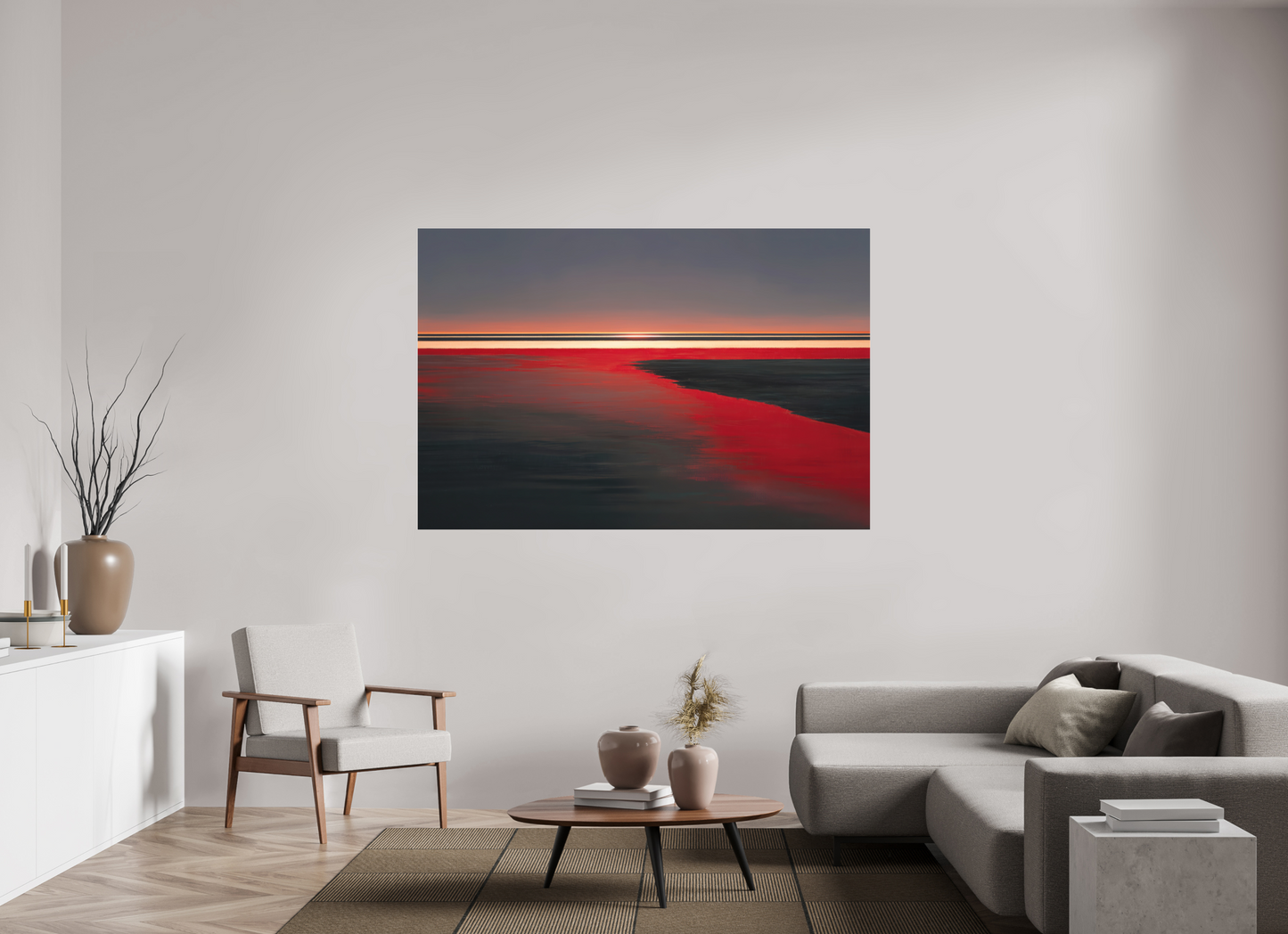 180 x 120 cm, Fine Art Pigmentdruck hinter Acrylglas Roter Spiegel des Watts, FineArt Acryl