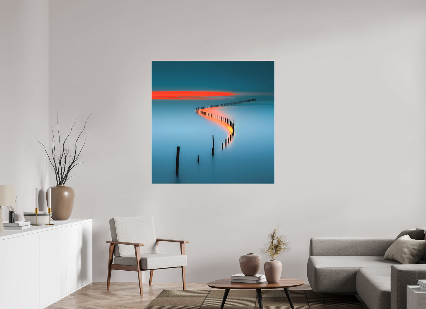 120 x 120 cm, Fine Art Pigmentdruck hinter Acrylglas Lichtweg im Watt