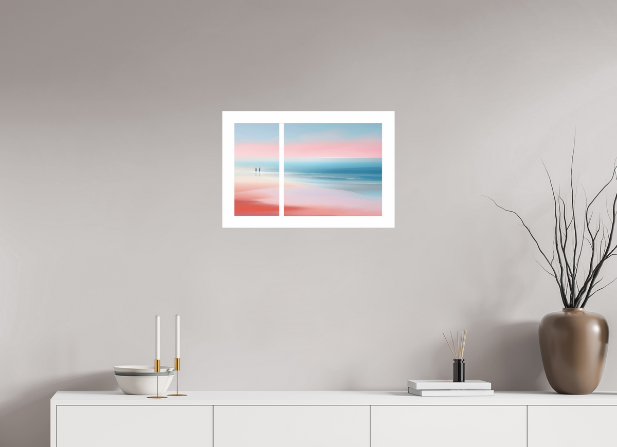 60 x 40 cm, Fine Art Print Hahnemühle Baryta Zwei Frauen am Meer, Diptychon-Look, semi-abstrakt, minimalistisch
