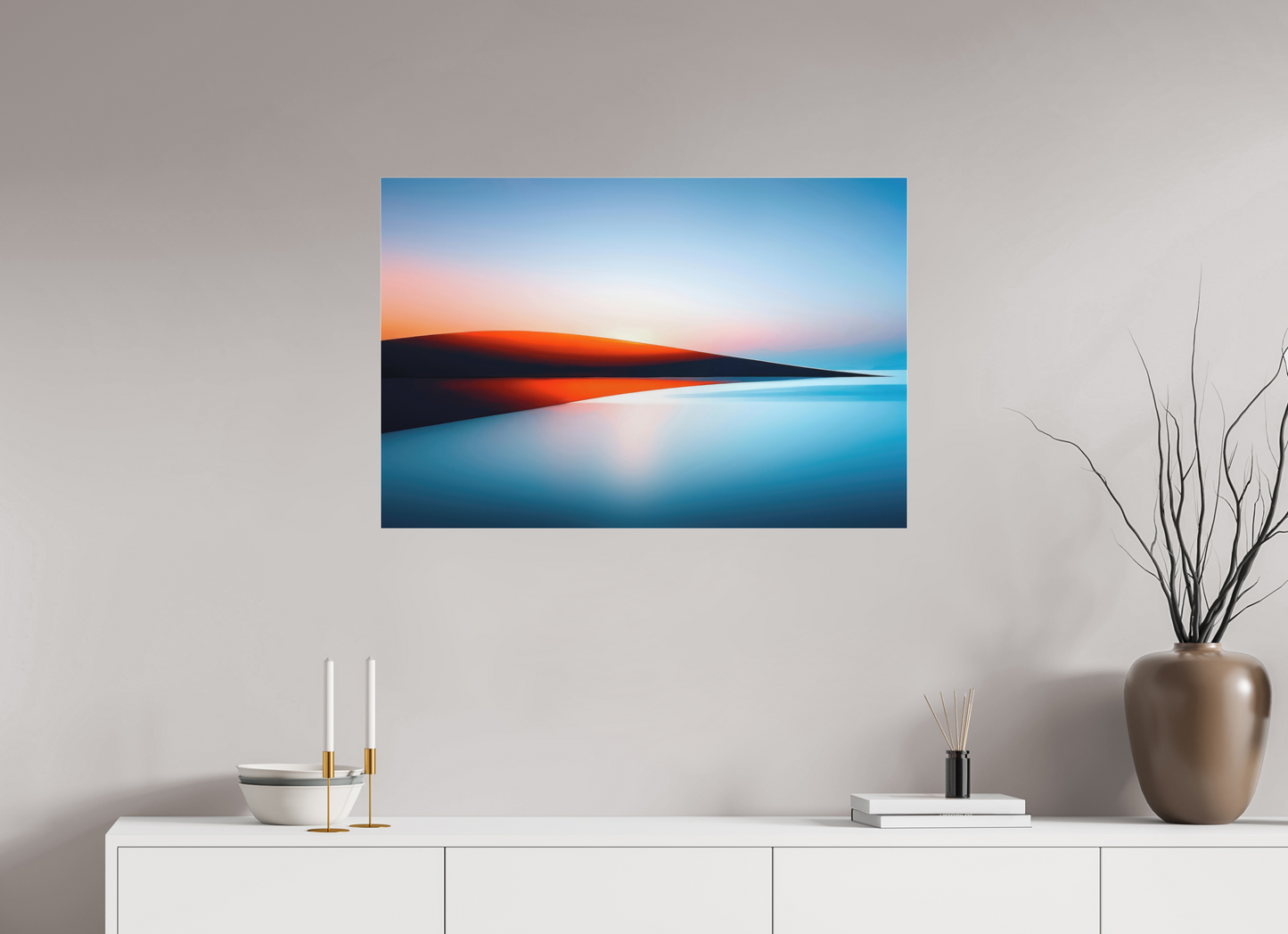 90 x 60 cm, Fine Art Pigmentdruck hinter Acrylglas Lichtlinie am Horizont-01—Wandkunst, Fine Art Print, Leinwand, Acryldruck, Alu-Dibond