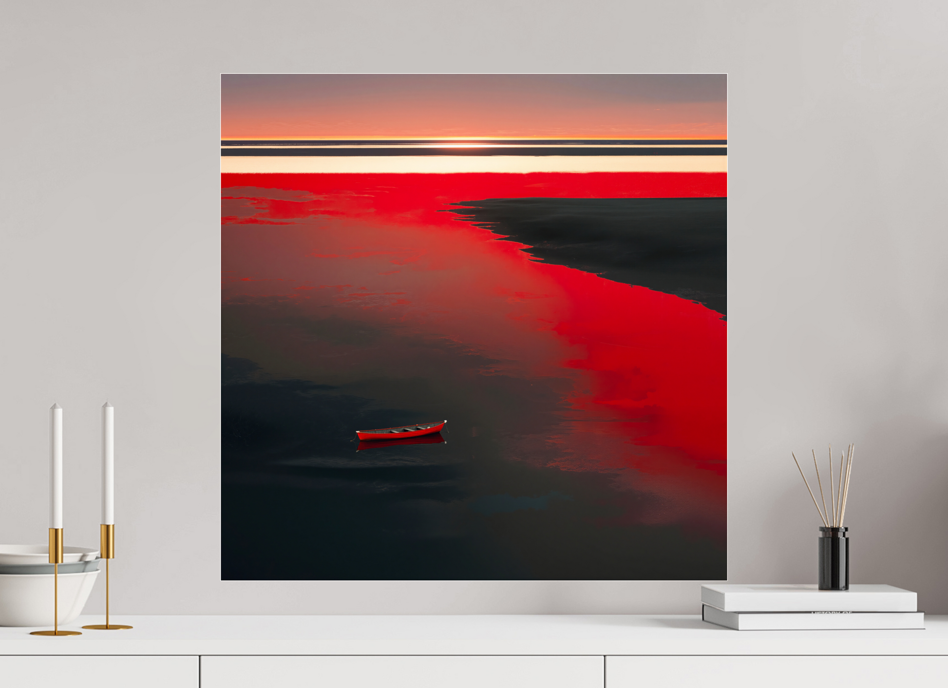 60 x 60 cm, Acrylglas glänzend standard Allein im Rot