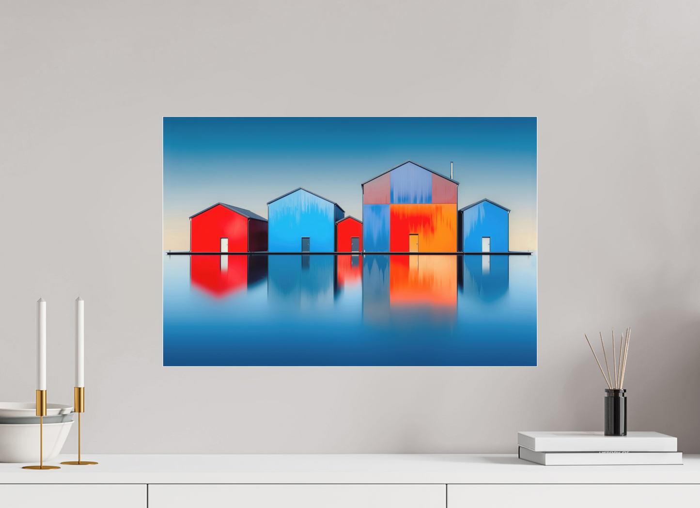60 x 40 cm, Fine Art Pigmentdruck hinter Acrylglas Farbklang am Wasser