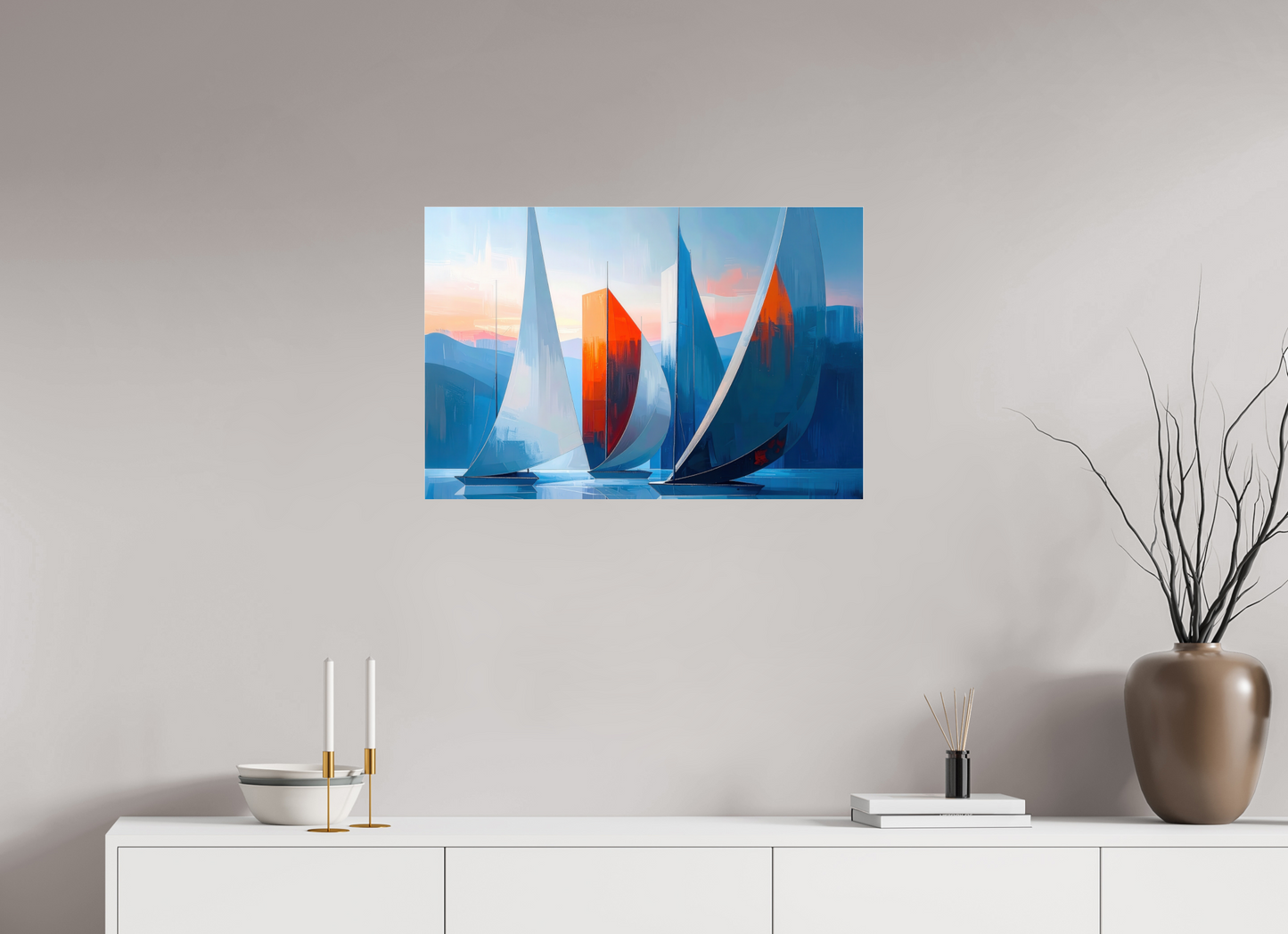 75 x 50 cm, Acrylglas glänzend standard Segelboote abstrakt-15-32—Wandkunst, Fine Art Print, Leinwand, Acryldruck, Alu-Dibond