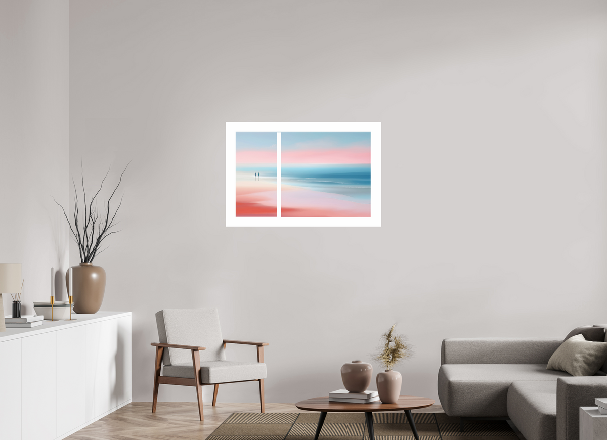 105 x 70 cm, Fine Art Print Hahnemühle Baryta Zwei Frauen am Meer, Diptychon-Look, semi-abstrakt, minimalistisch