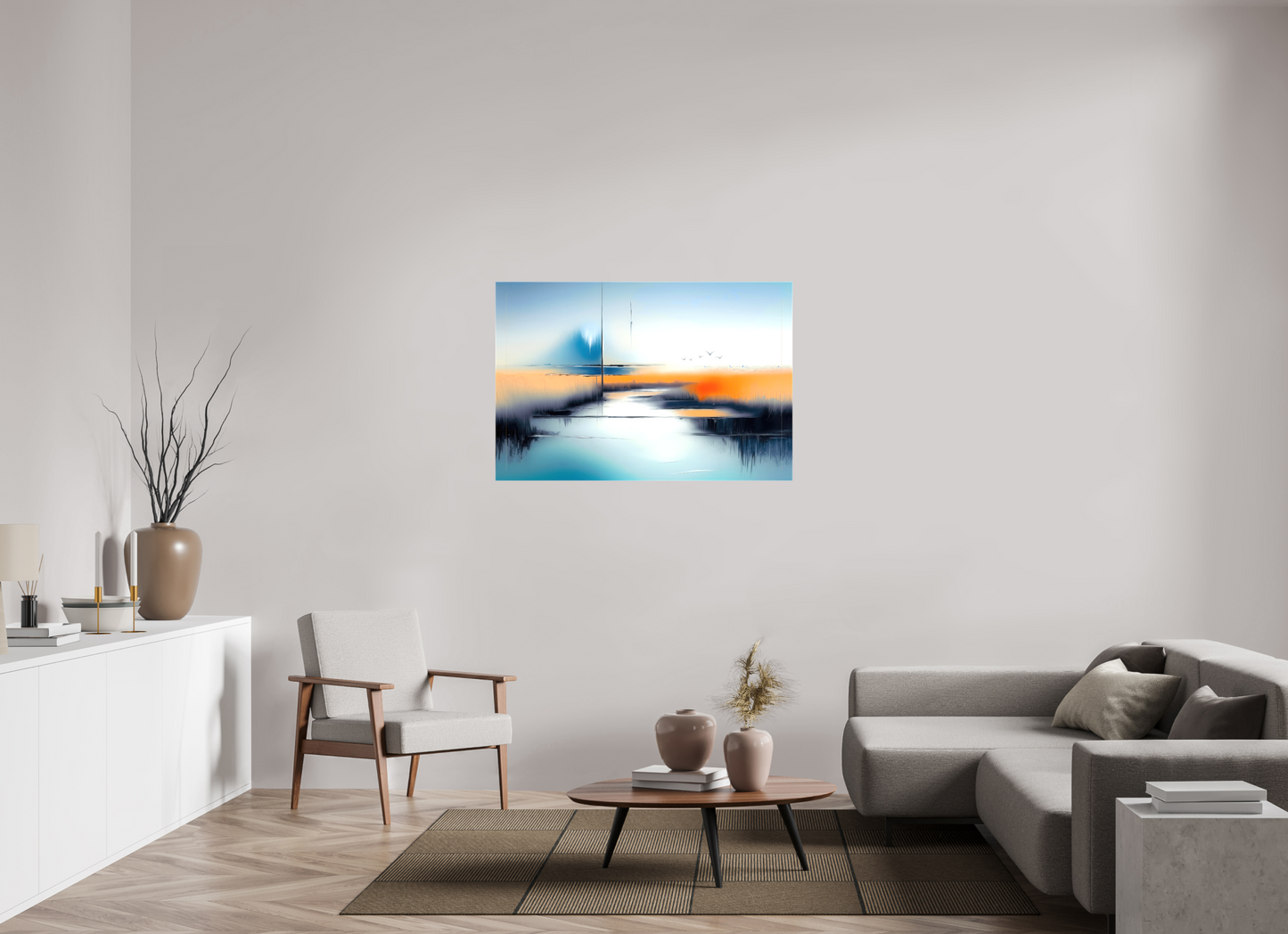 120 x 80 cm, Leinwand glänzend Salzwiese im schwebenden Licht—Wandkunst, Fine Art Print, Leinwand, Acryldruck, Alu-Dibond