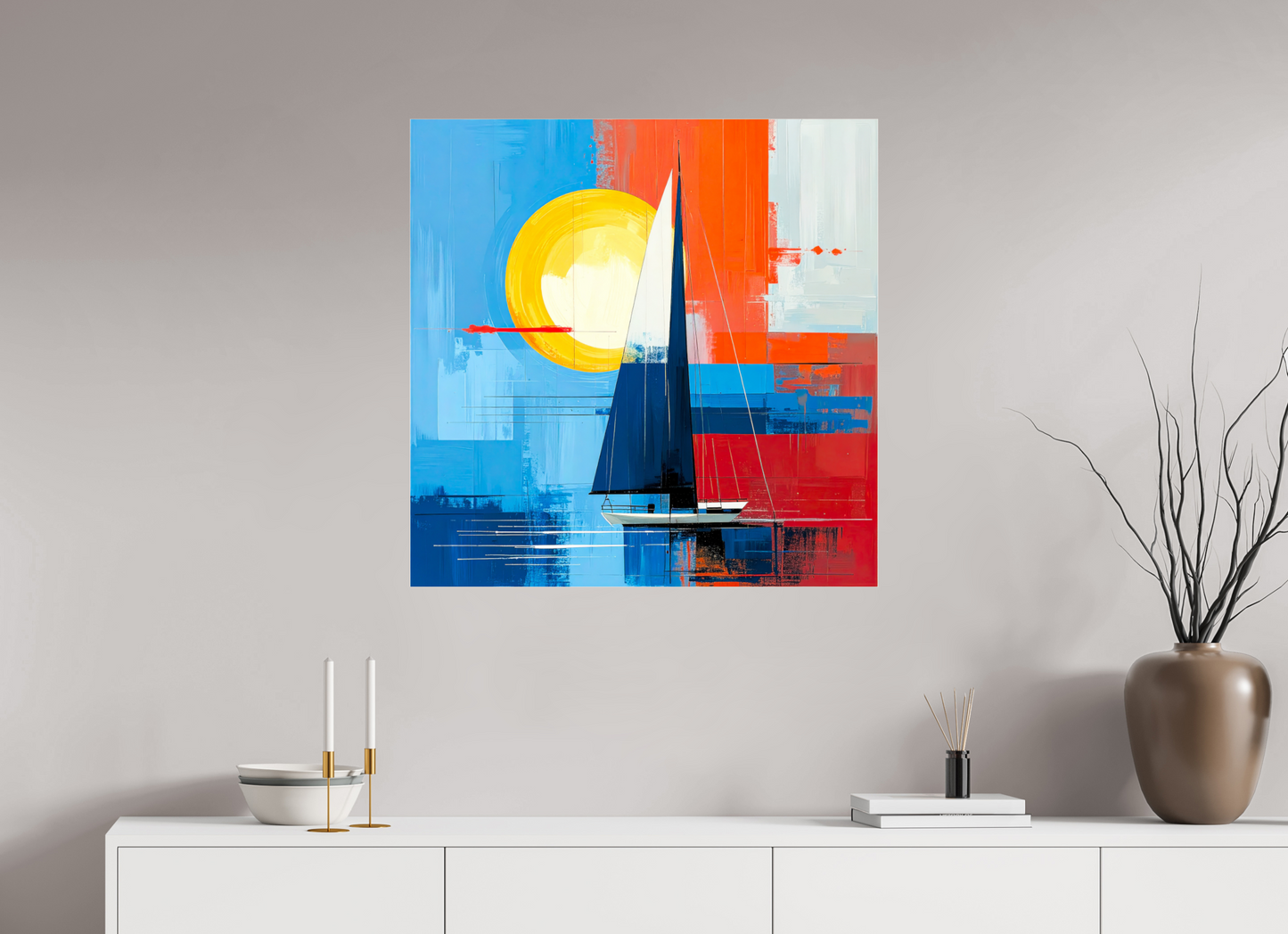 80 x 80 cm, Acrylglas glänzend standard Segelboot-Kunst – Licht, Farbe und Bewegung—Wandkunst, Fine Art Print, Leinwand, Acryldruck, Alu-Dibond