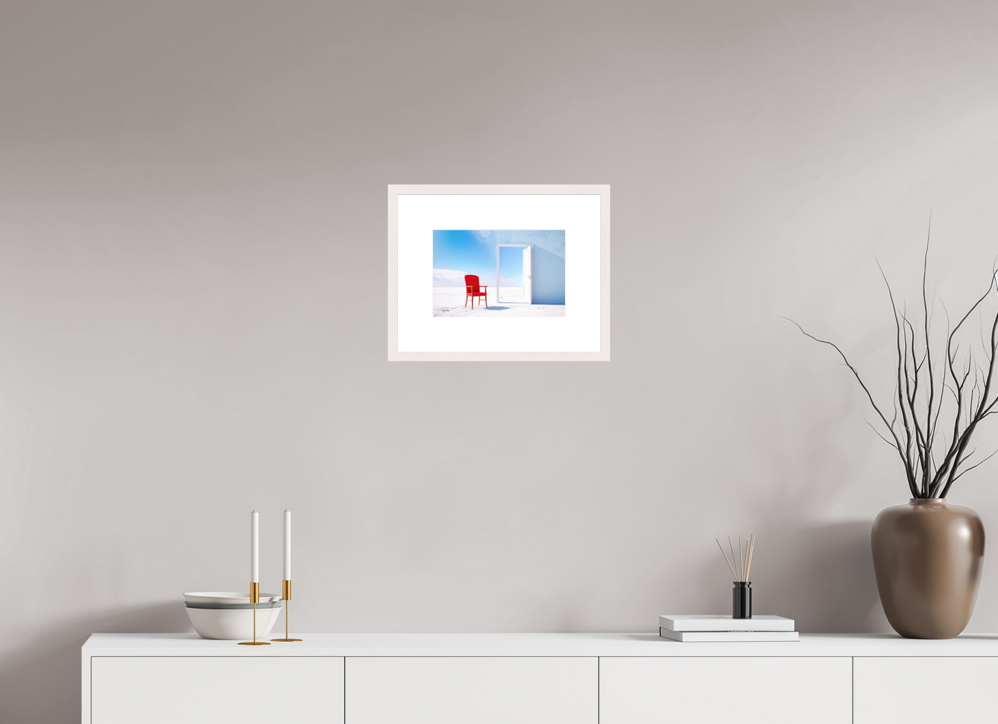 30 x 20 cm, Fine Art Print gerahmt Blick durch die Tür surreal-02