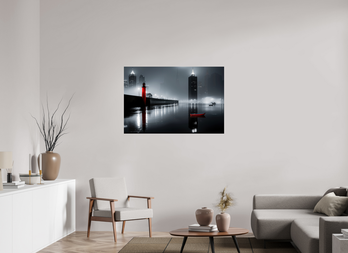 120 x 80 cm, Acrylglas glänzend standard Hafenstadt bei Nacht -noir city- 01—Wandkunst, Fine Art Print, Leinwand, Acryldruck, Alu-Dibond