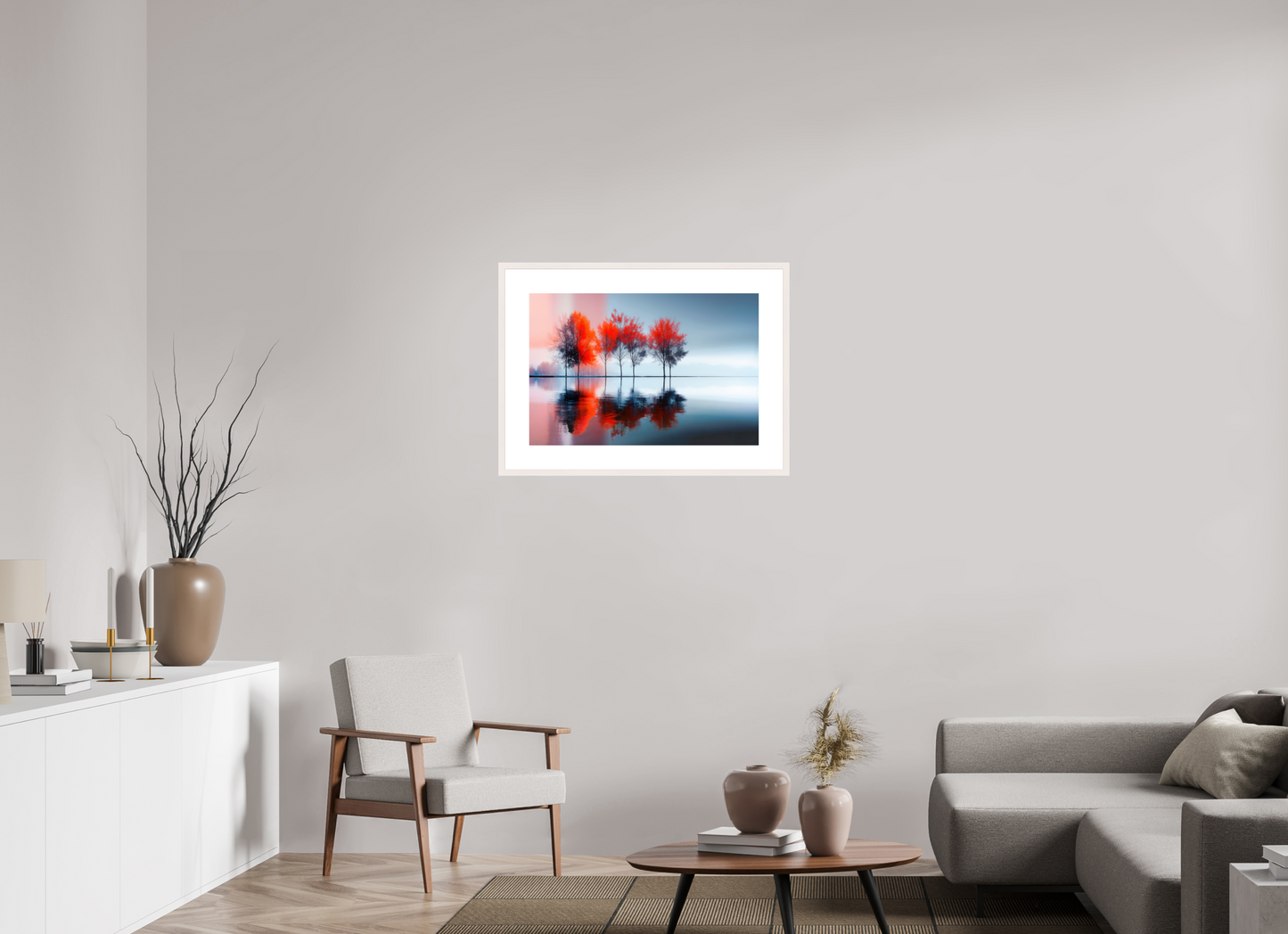 75 x 50 cm, Fine Art Print gerahmt Stille in Rot